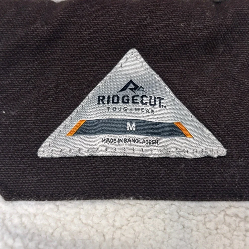 Ridgecut Hooded Work Jacket Womens M Brown Sherpa‎ Lined Canvas Full Zip Coat